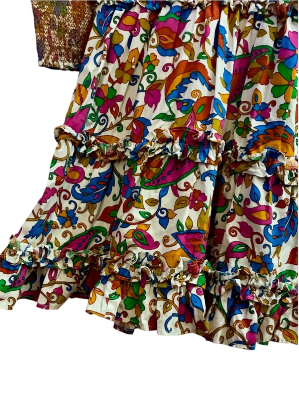House of Harlow 1960 Nicole Richie Floral Puff Sleeve Smocked Mini Dress Medium - Picture 6 of 11